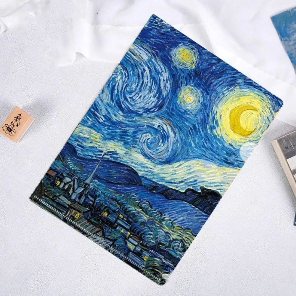 

Funny Storage Bag L Shaped Folder Documents Presentation Folder A4 File Folder Famous Painting Series Paper Organizer Stationery