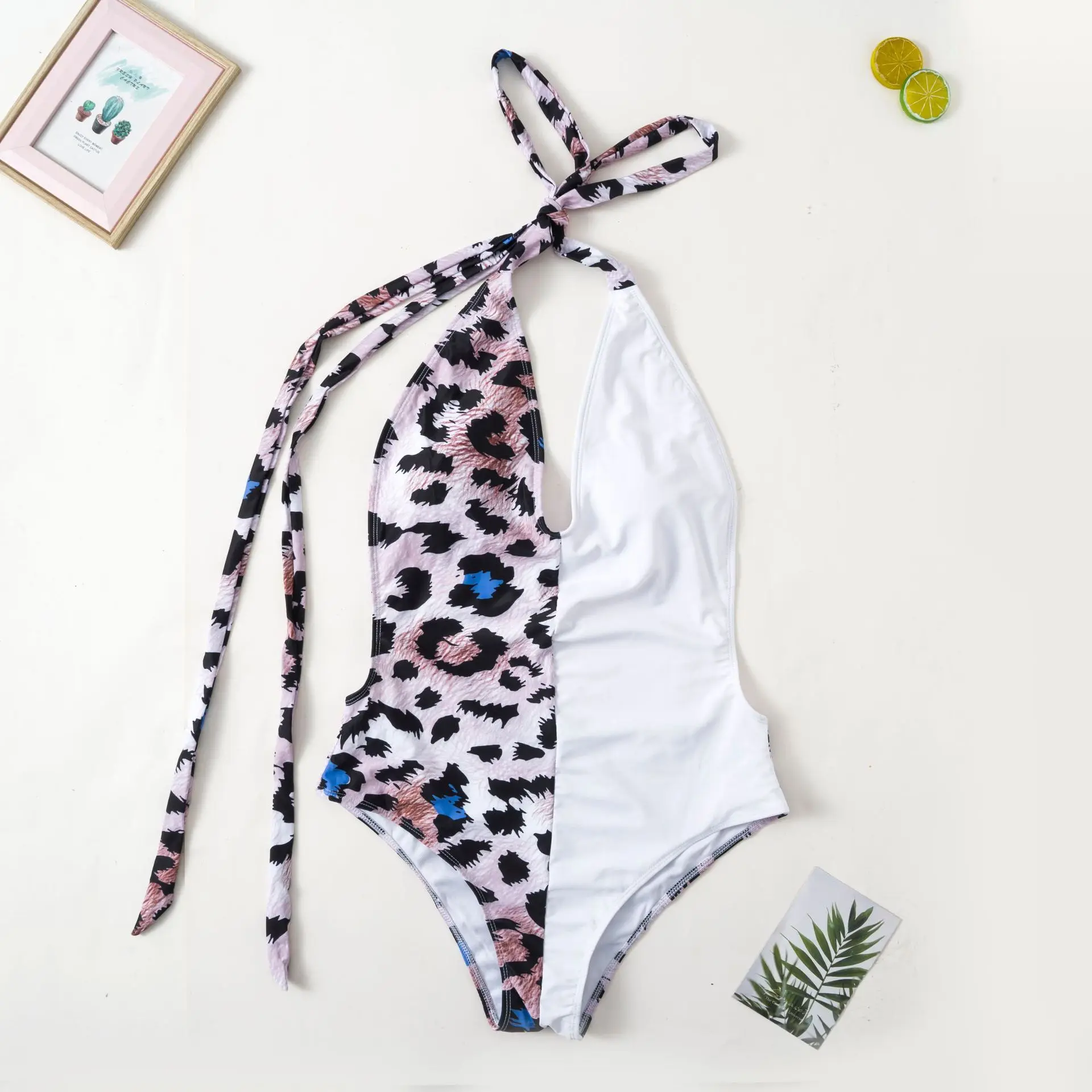 Imagem -05 - Pacote Tamanho Grande Color Block Leopardo Bandagem de Cintura Alta Biquíni Roupa de Banho Maiô Feminino Beachwear Fatos de Banho 3