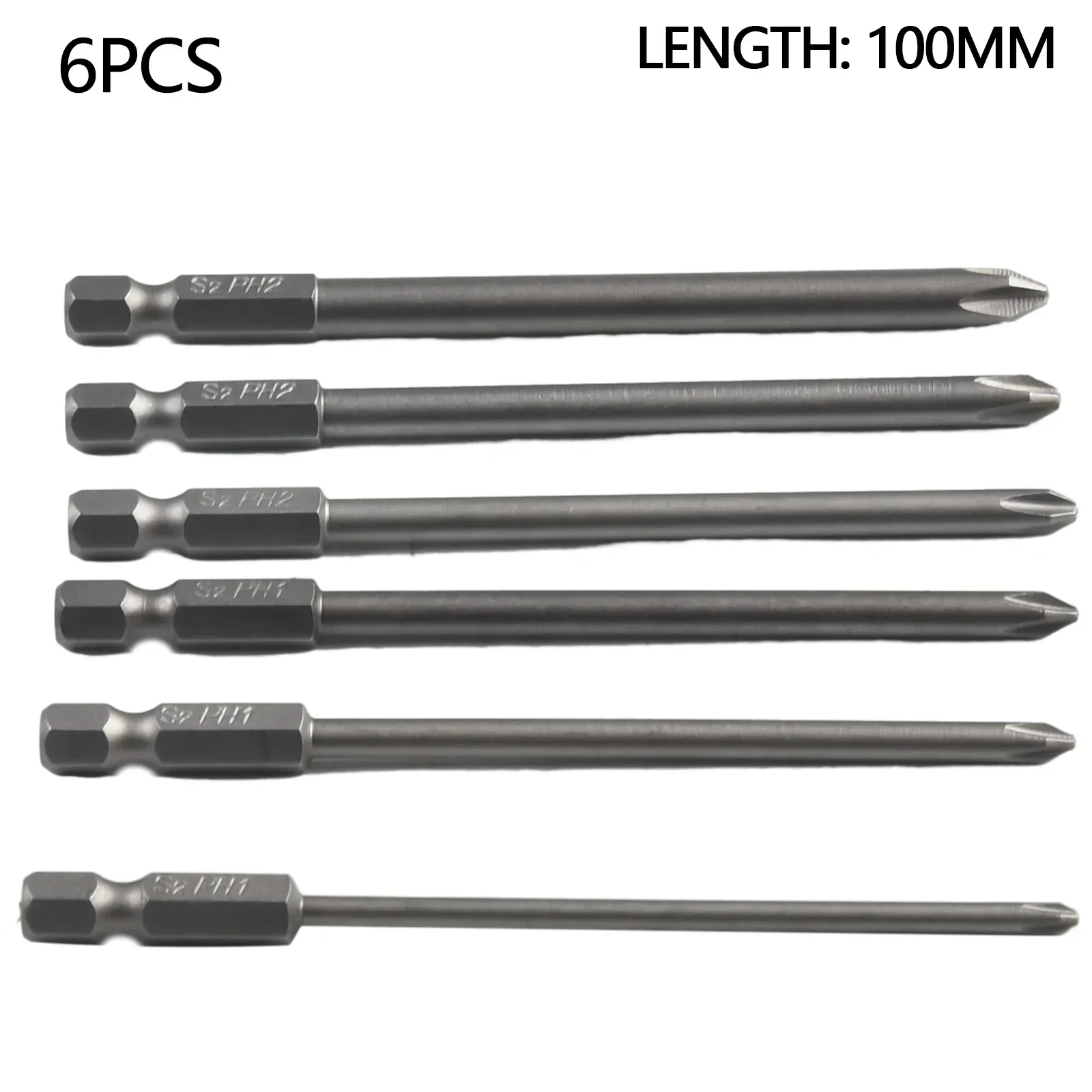 

Magnetic Electric Screwdriver Bit Set Kit 100mm Long Magnetic Cross Head Screwdriver Bit Set For Electric Tools (6Pcs) Hand Tool