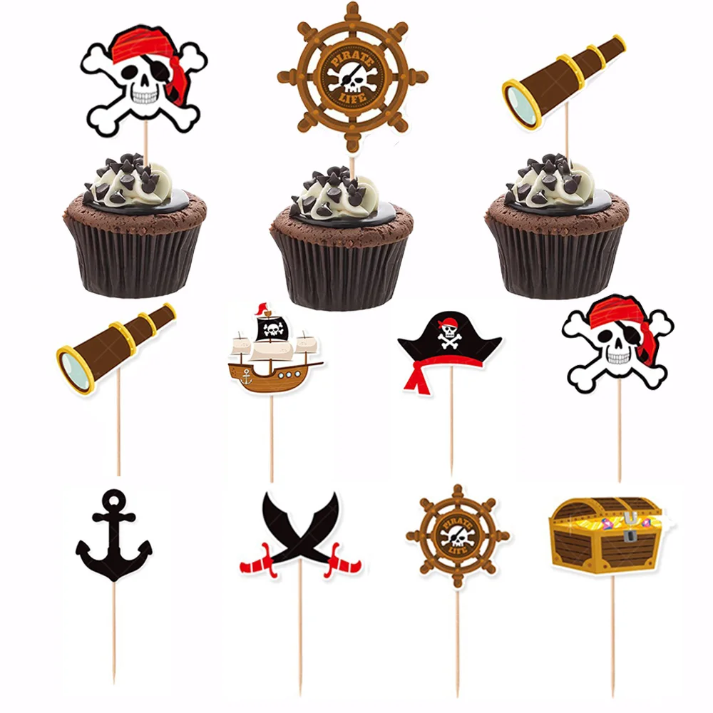 Pirate Themed Happy Birthday Cake Topper Nautical Sail Ship Birthday Cake Topper Decorations Pirate Ship Birthday Party Supplies