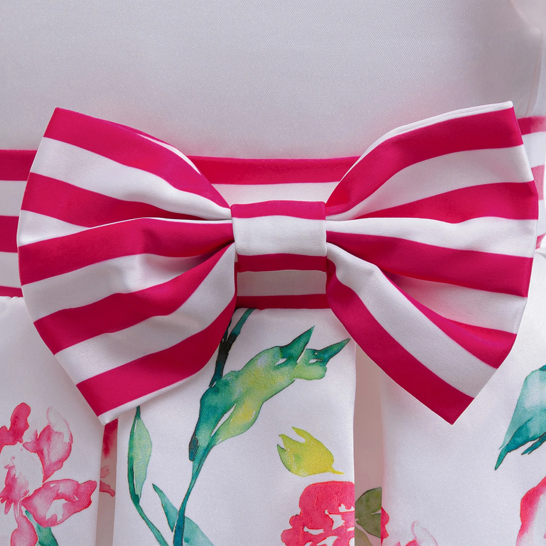 فستان أنيق بفيونكة للفتيات بأكمام طائرة مطبوع عليه زهور فستان الأميرة المنتفخ للأطفال لحفلات أعياد الميلاد وحفلات وصيفة العروس فستان الرضع #4