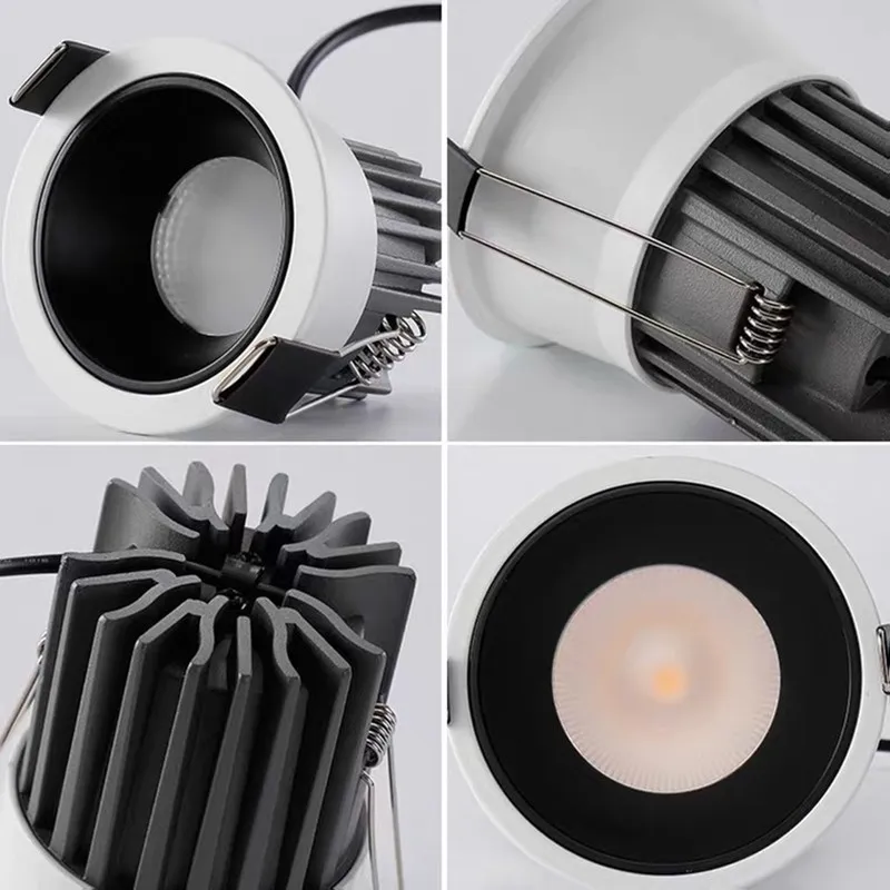 O diodo emissor de luz pode ser escurecido downlight 20w 24w 7w 9w 12w 15w cob conduziu o ponto 220v/110v lâmpada do teto recessed para baixo ilumina o spotlight conduzido redondo 24 °