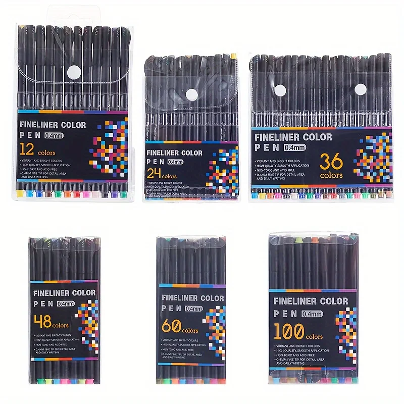 12-100 Color Fine Point Marker Pens Vibrant Drawing & Writing Set Ultra-Fine Tip for Journaling Planner Art Note Taking and Ca