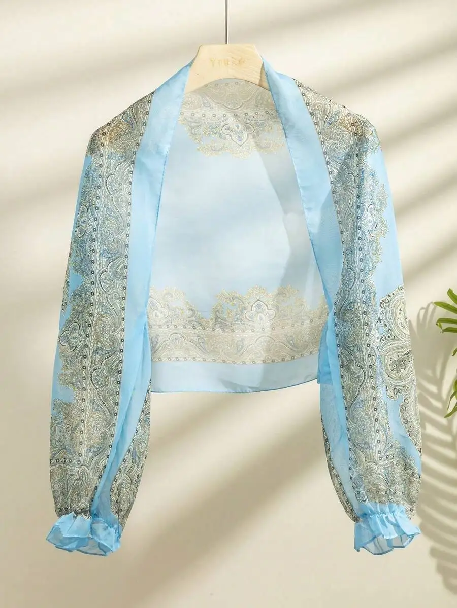 

Ultra-Thin Polyester Sunscreen Shawl With Paisley Pattern For Women
