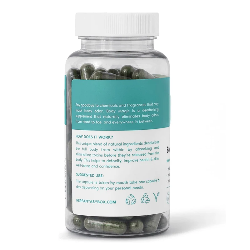 BodyMagicChlorophyll Capsules -60 VegetarianCapsules - Used fordetoxification, digestion, intestinalhealth, skin, oily skin, etc