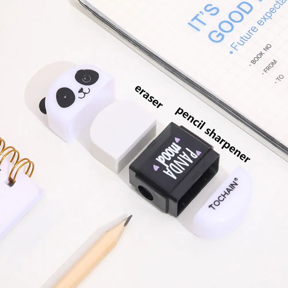 Panda Shape Pencil Eraser Sharpener Less Rubber Debris Writing Drawing Pencil Cutting Tools Sketching Handwriting