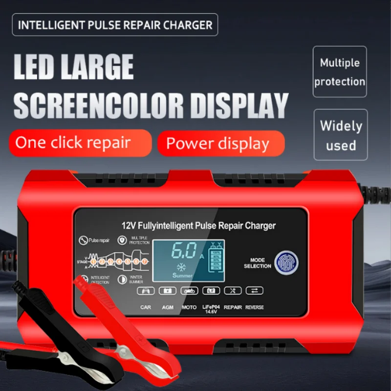 Auto Battery Charger 12V 10A Temp Comp Pulse Desulfator Works For Car Truck Motorcycle Lawnmower