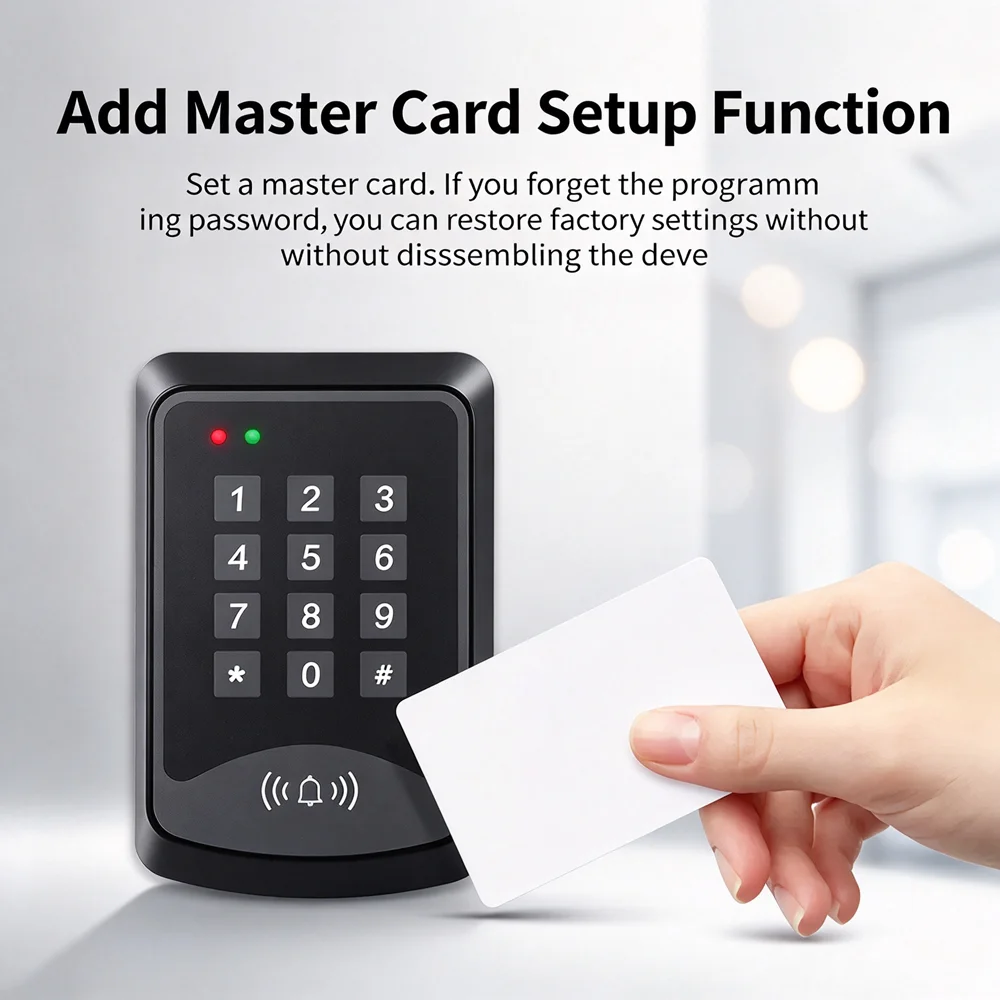 Digital Door Access Control System RFID Card Reader Keypad Standalone Password Door Opener Anti-Tamper Alarm for Home Office
