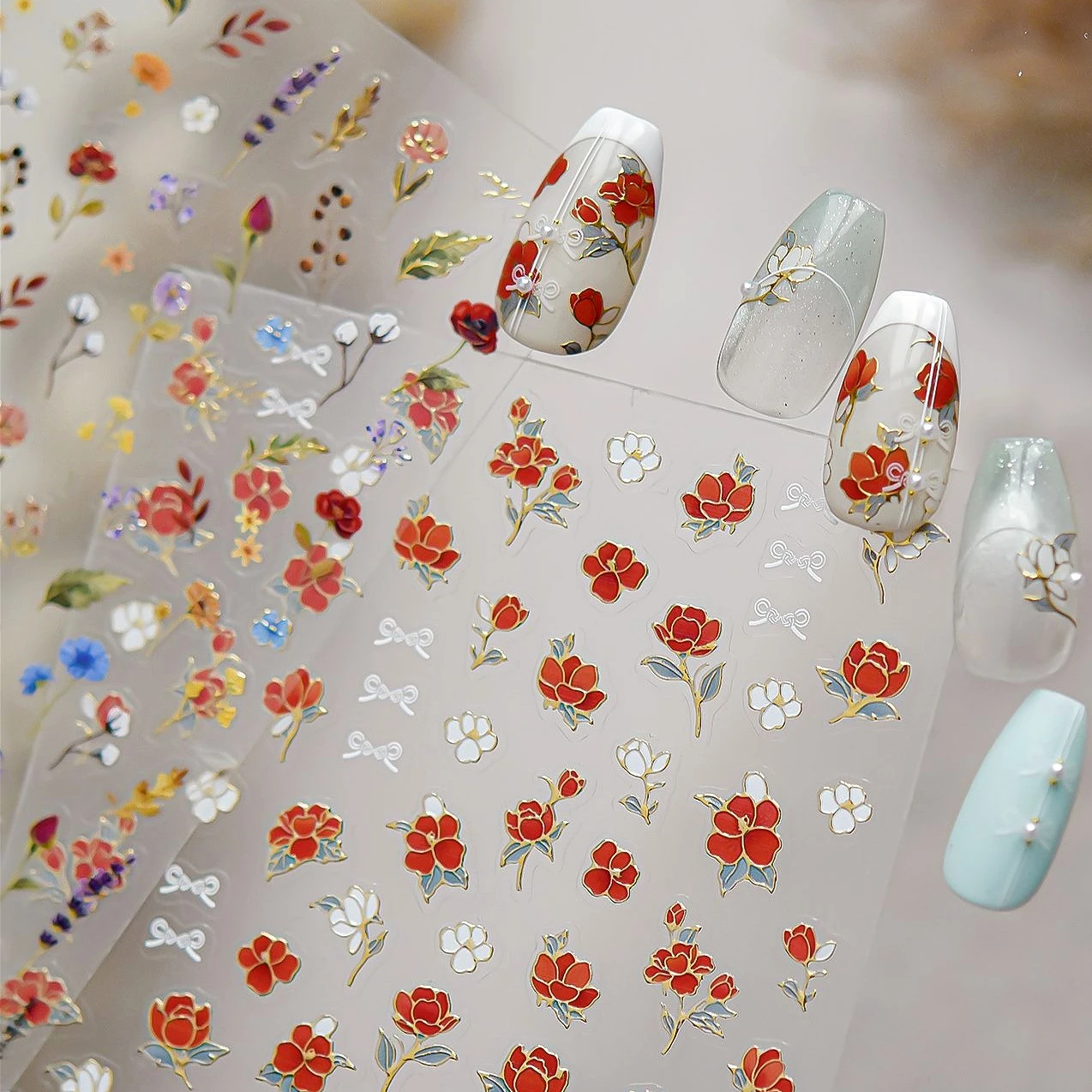 Fiore vivido Fiore di campo Lavanda Giglio Margherita Camelia Fiore di pesco Magnolia Rosa Poesia Chic Frangipani Nail Art Stickers Decalcomanie