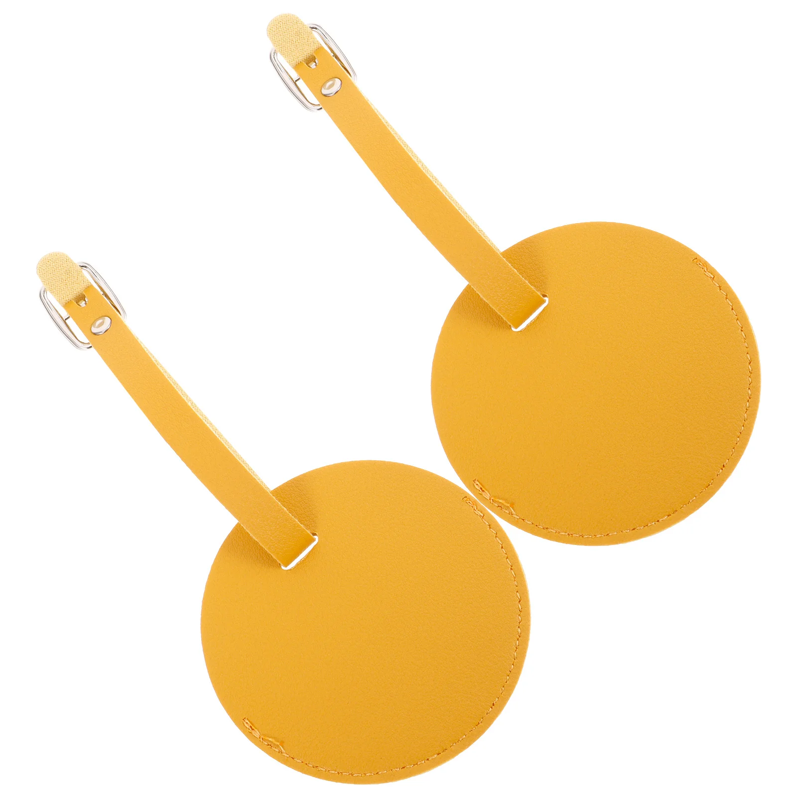 2Pcs Round PU Luggage Tag Durable Practical Name Card Holder Strap for Suitcase Travel Baggage PU Luggage Tag
