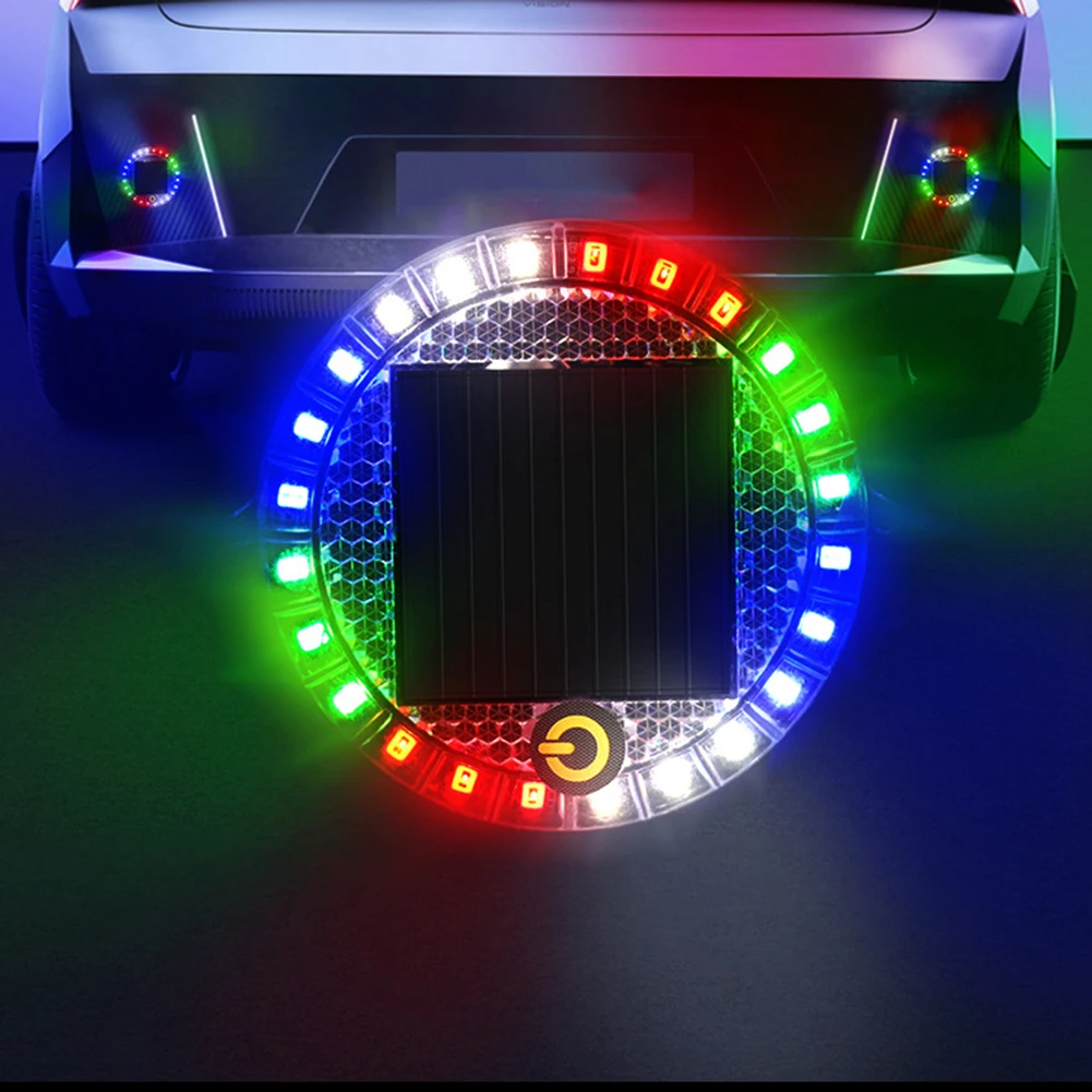 1PC 태양열 구동 LED 차량 라운드 경고 깜박이는 빛 램프 지능형 센서 및 방수 스트로브 표시 등