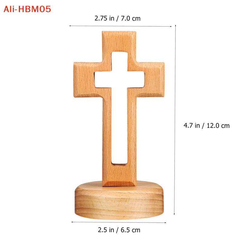 (HB05)Wooden Cross Wood Crucifix Standing  Wall Religious  Table Decoration Holy Church Religious Ornament Statue view 6