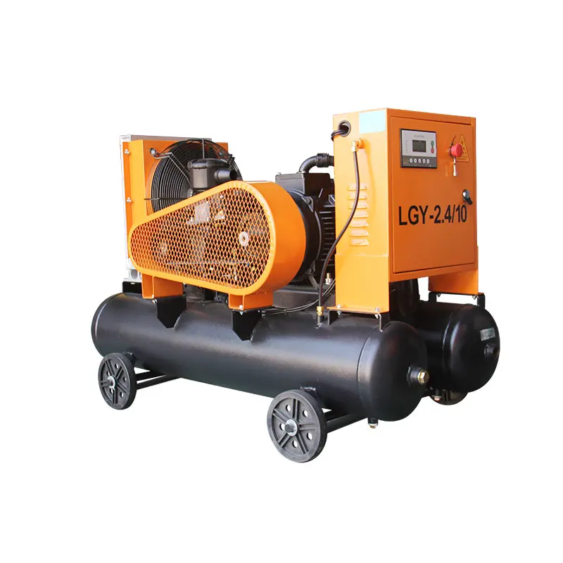 kaishan Y-2.4/10 industrial tank mounted electric mobile rotary screw air compressor for pneumatic jack hammers breakers