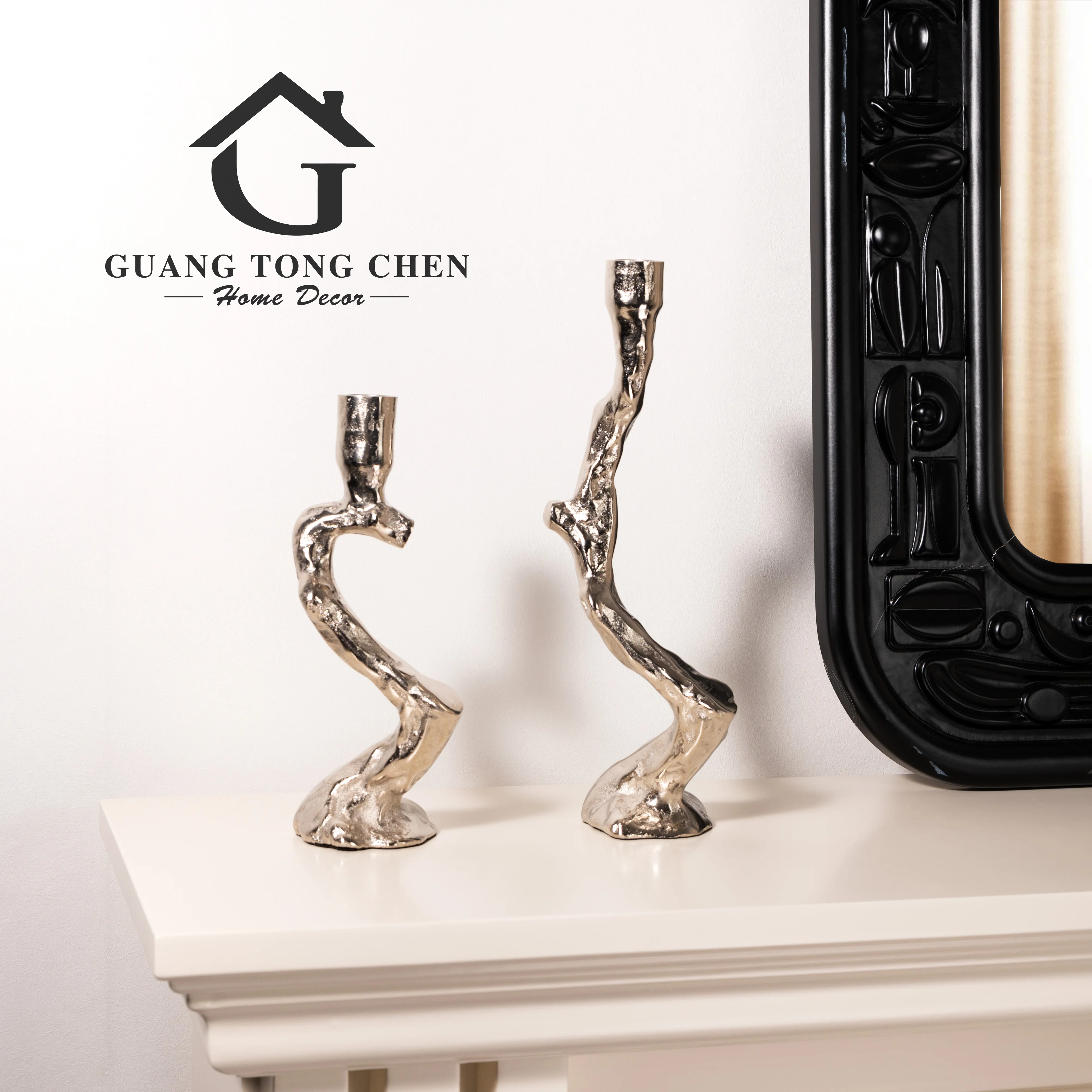 Light Luxury Silver Resin Table Top Pleated Tall Candle Holder Decorative Restaurant Hotel Sample Room Candle Holder