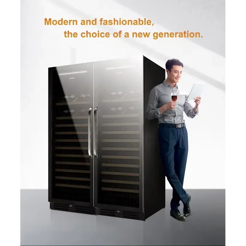 300 Bottle Wine Fridge Dual Zone Compressor Commercial Beverage Cooler Double Door Large Capacity Wine Cellar Cabinet for Bar view 3
