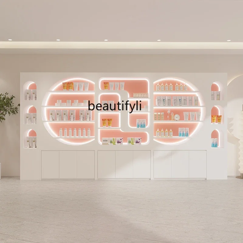 

02Beauty salon product display cabinet High-end atmospheric storage container, cosmetic shelf display rack