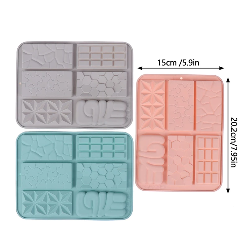 6 In 1 Silicone Break Apart Chocolate Bar Mold For DIY Non Stick Homemade Protein And Energy Bar Mould Bakeware Wax Melt Molds