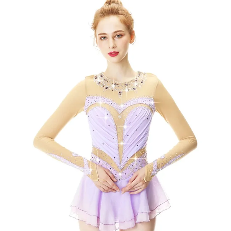 Liuhuo Figure Skating Performance Wear Customized Children Adult Girls Competition Grading Skirt Purple BD-H48