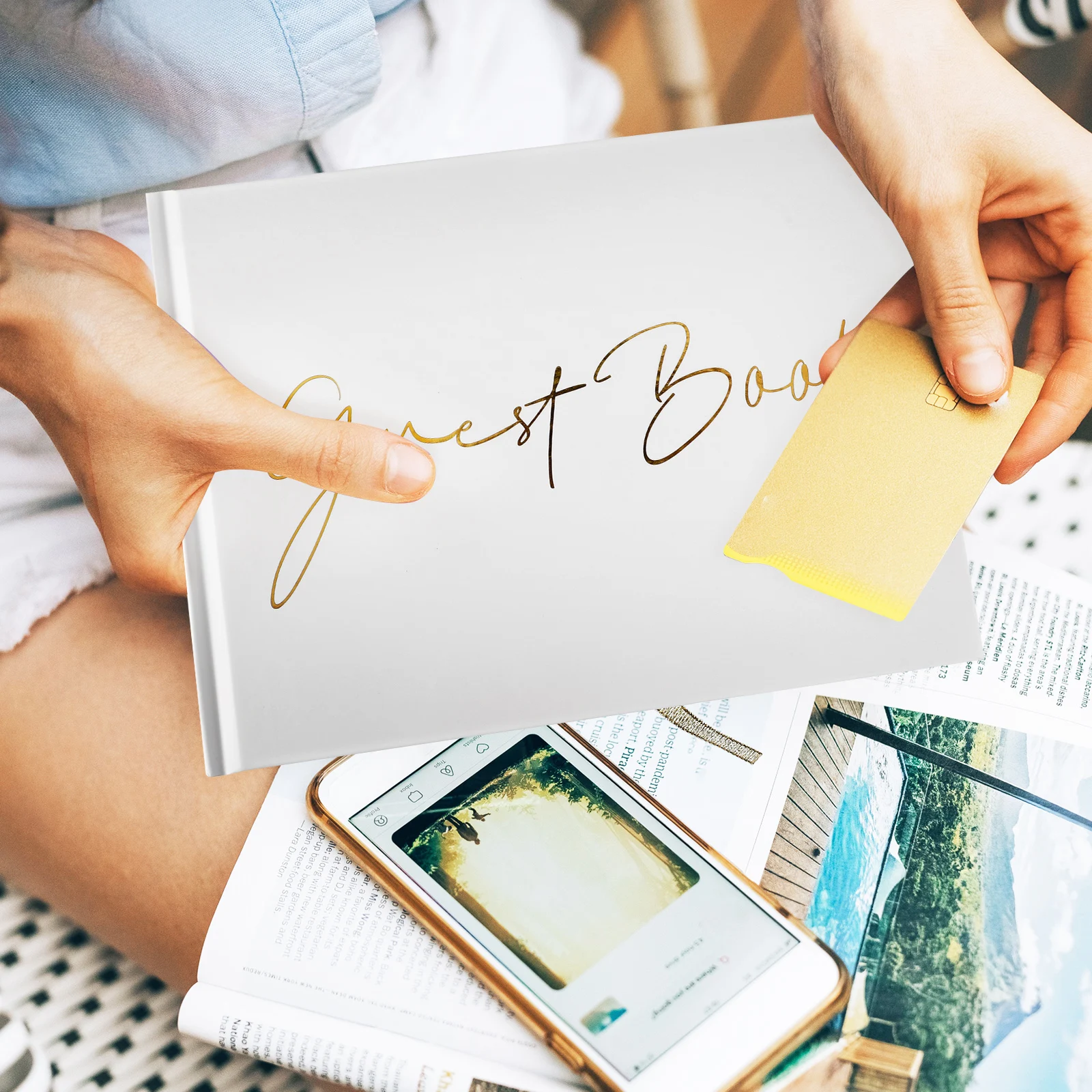 

Guest Book Wedding Reception Photo Album Foil Materials Unique Design Guest Book for Birthday Memorial Home Party