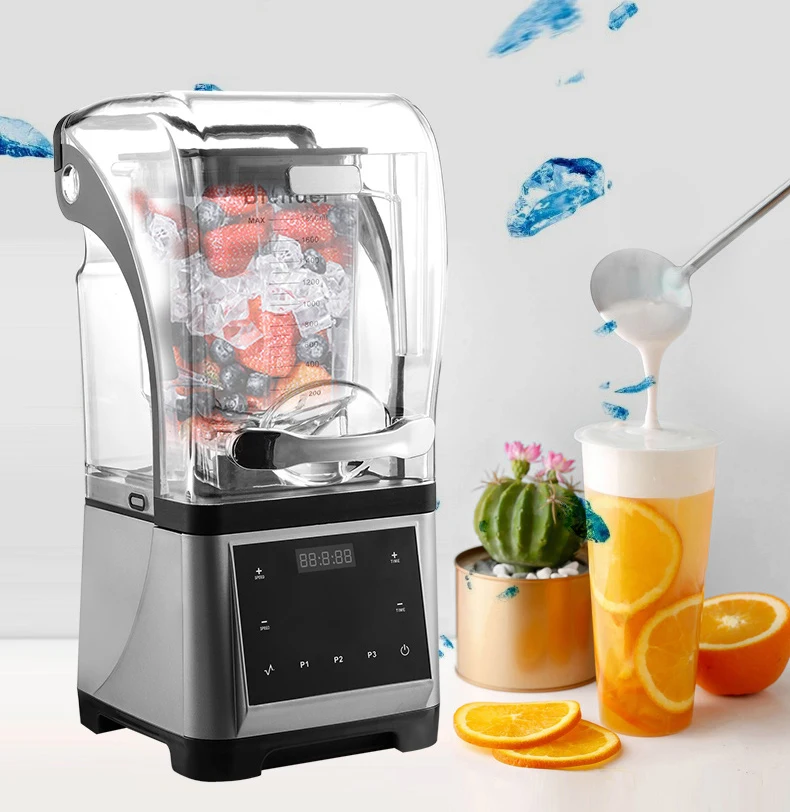 Touch Screen Control 110V 220V Soundproof Food Mixer 1600W for Bubble Tea shop Heavy duty food blender Ice Smoothis Maker 1600ml