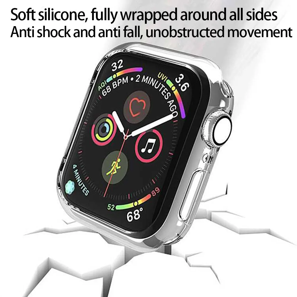 Half Cover Clear TPU Case for Apple Watch Series 10 9 8 7 6 5 4 SE Ultra 3 2 1 Fits 40 41 42 44 45 46 49mm 1-4PCS Shockproof HD