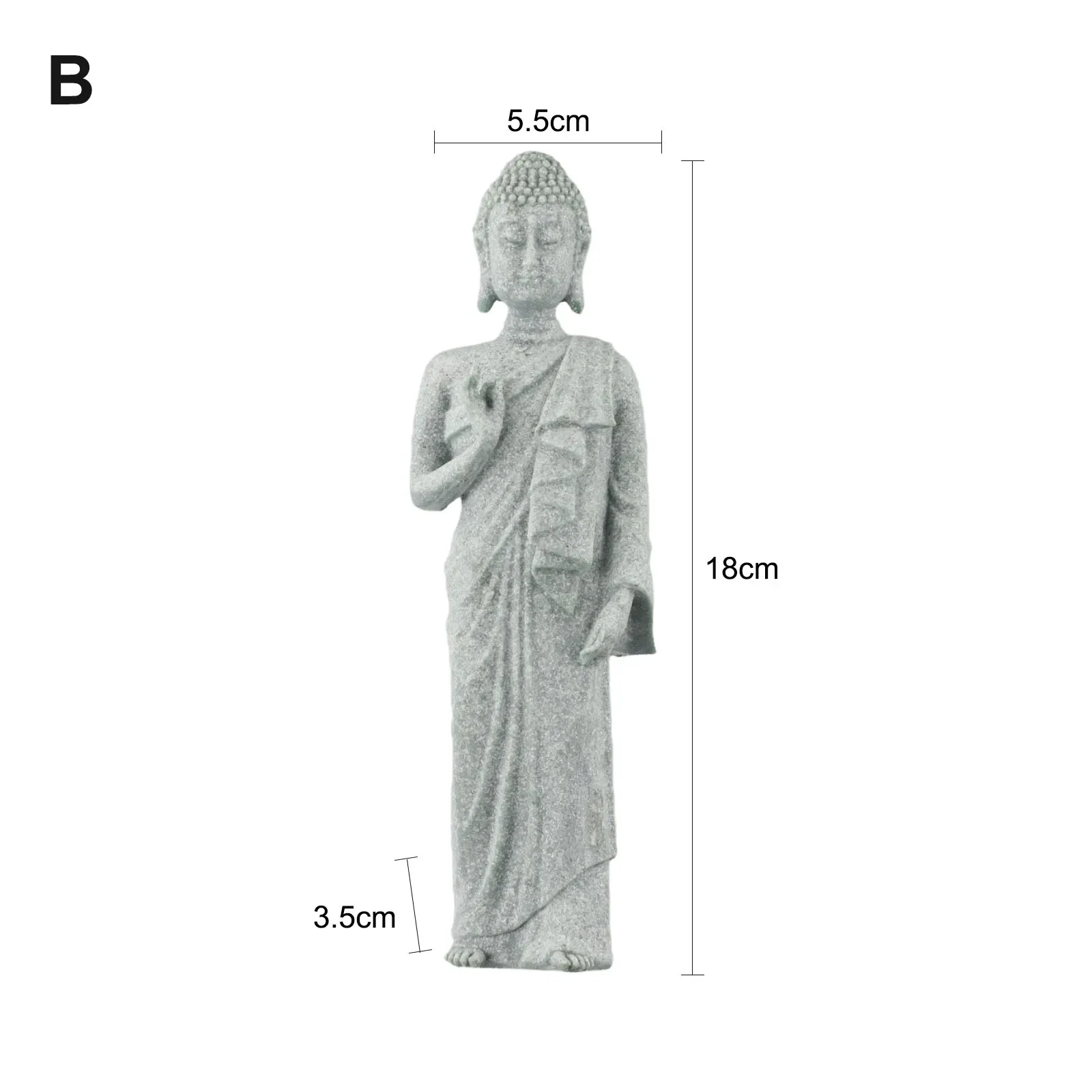 Ornaments Buddha Sandstone Resin Standing Sturdy Wood Effect 3.5x5.5x18cm Garden Brand New High Quality Material