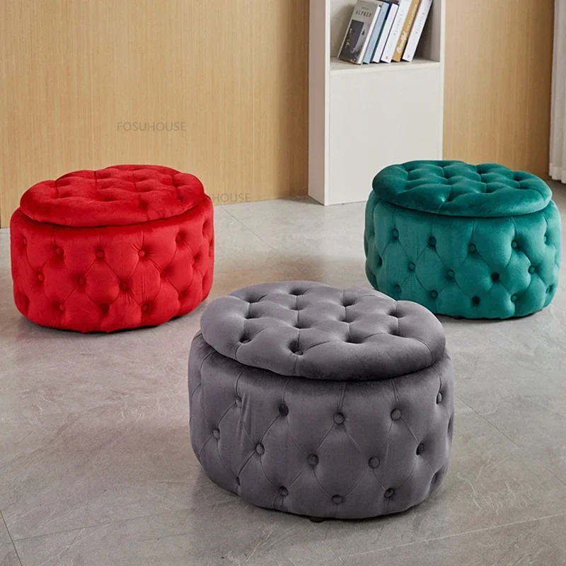 Nordic Flannel Stools Household Bedroom End of Bed Stools Modern Simplicity Upscale Home Furniture Comfortable Living Room Bench