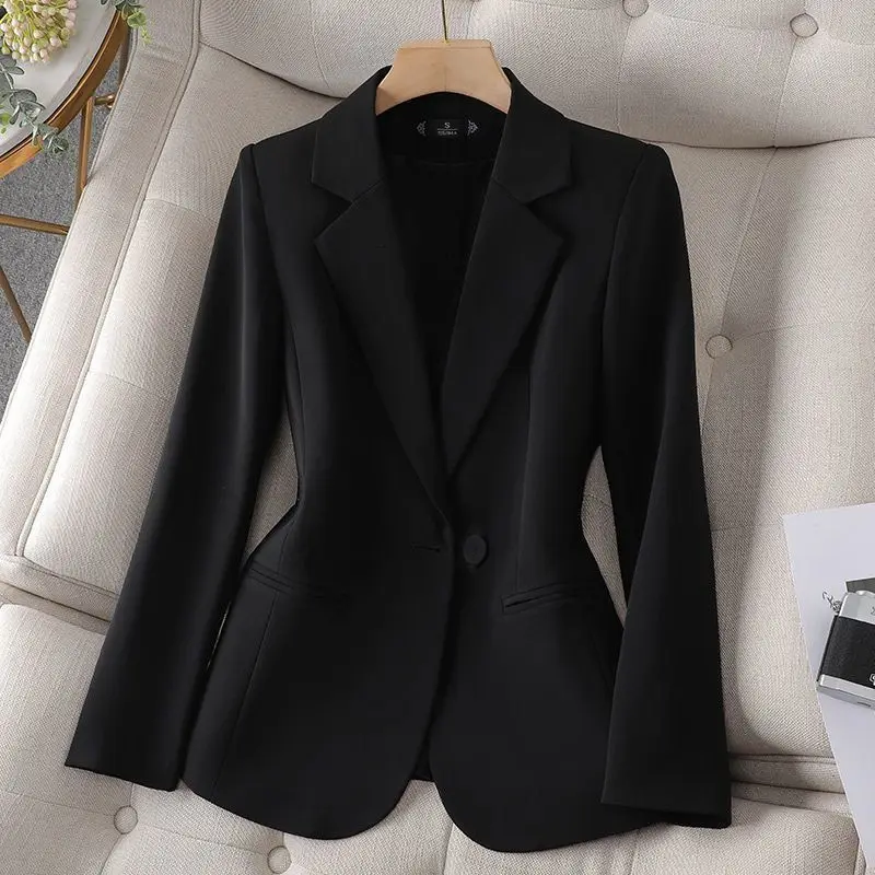 Elegant Black Women's Casual Workwear Jacket 2025 Spring New Style Long Sleeve Button Detail Shirt Quality Office Clothes