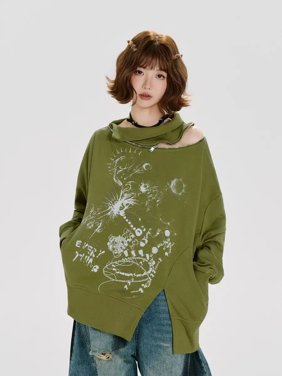 

Onalippa 2021, новая американская толстовка с длинными рукавами и принтом в стиле ретро, женская весна-осень, новые стили, свободная посадка