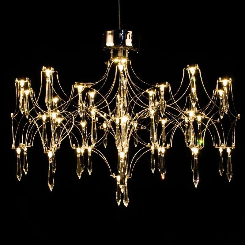 

Luxurious LED Crystal Chandelier Living Room Light Modern Hotel Villa Duplex Bedroom Dining Room Starry Ceiling Light Home Decor