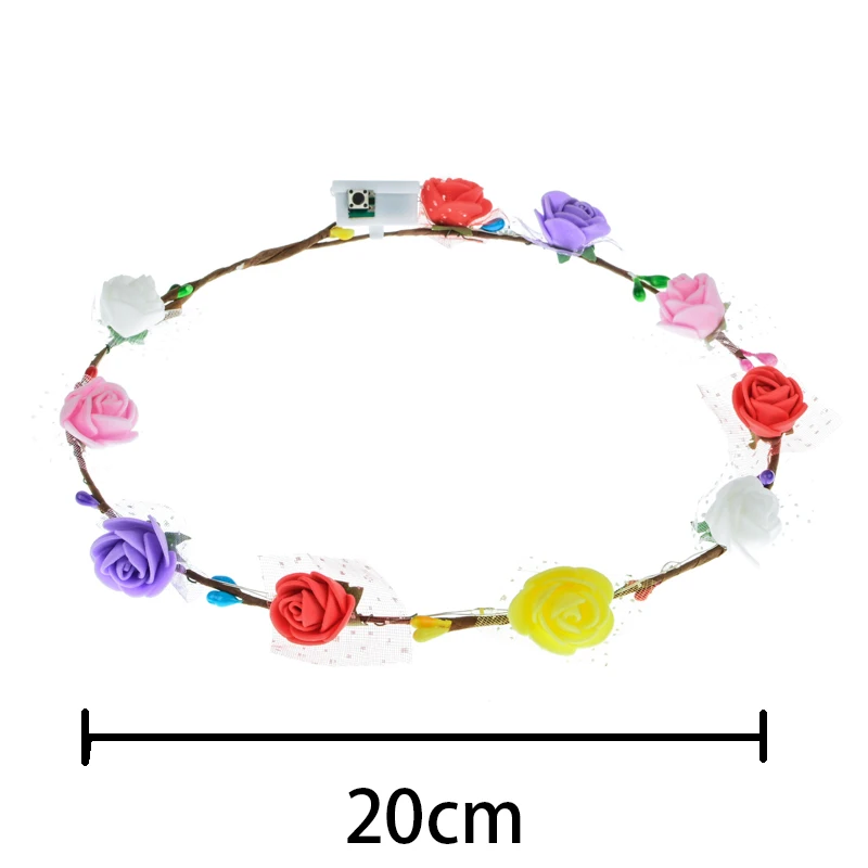 1pc LED Glowing Garland Wedding Party Crown Flower Headband LED Lights Christmas Neon Garland Decoration Hair Garland