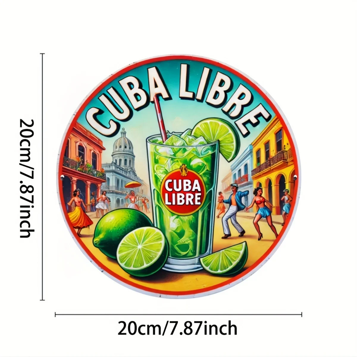 Vintage Round Tin Sign - "Cuba Libre" Retro Cuban Cocktail Havana Street Wall Decor for Bar Man Cave Rum Lover Gift view 5