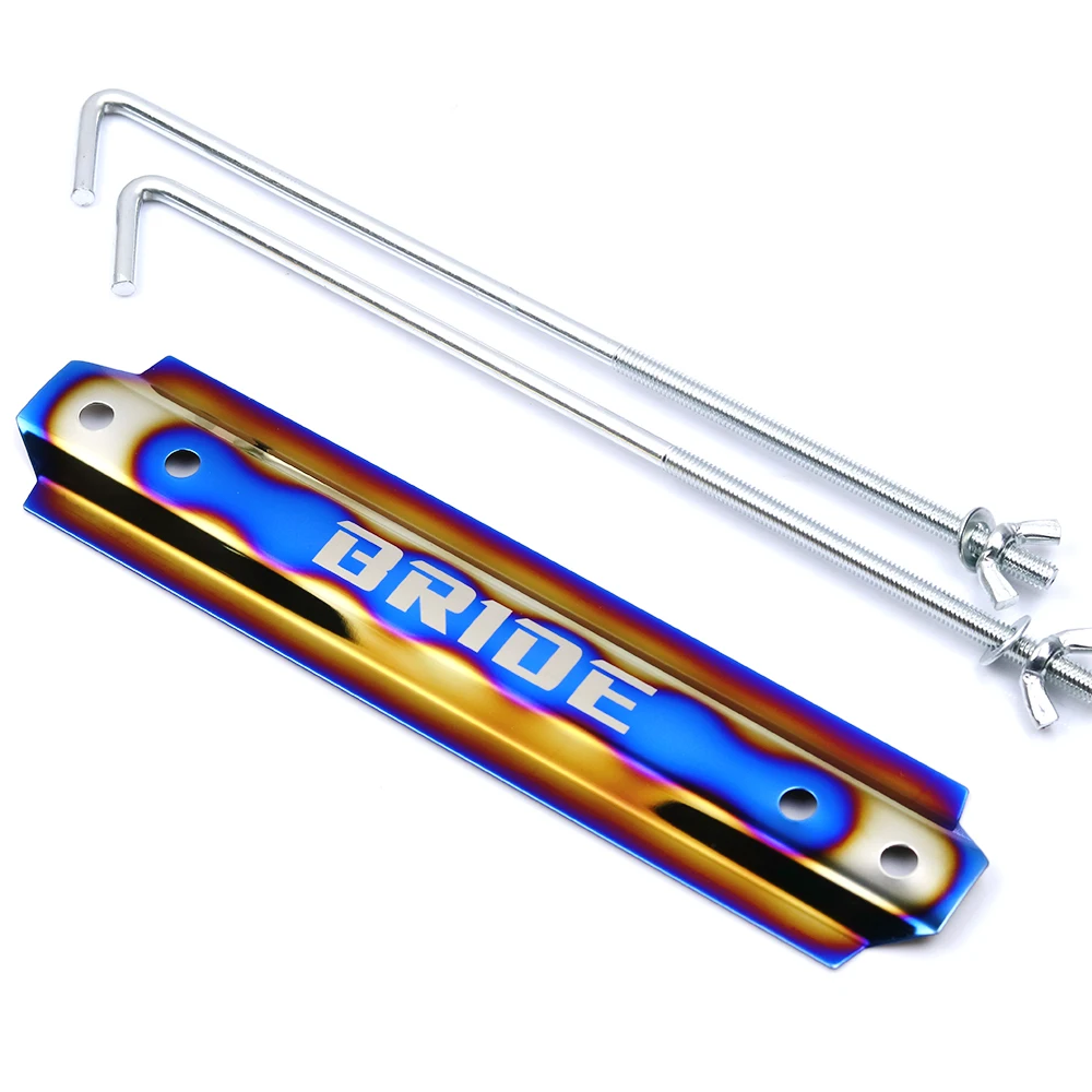 JDM style BRIDE High Quality Aluminum Burnt Blue Billet Battery Tie Down Bar for Universal car