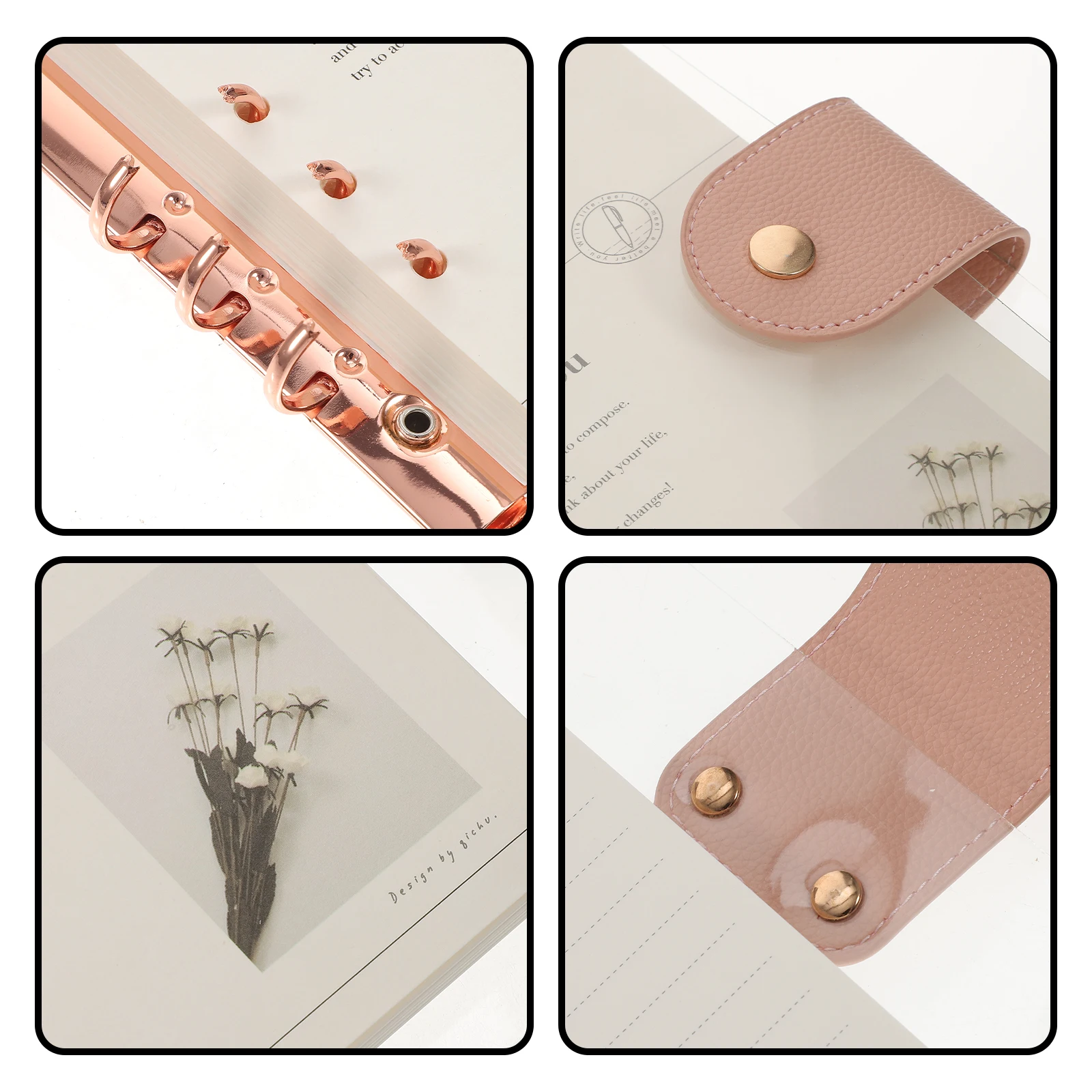 

Removable Loose-leaf Notebook Refill A5 Rose Gold PVC Binder Planner Schedule Memo Pad Writing Notepad Portable