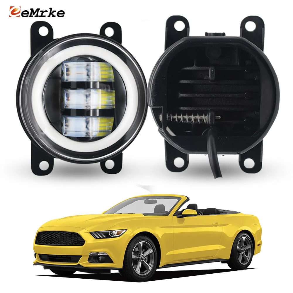 

Обновление светодиодных противотуманных фар для Ford Mustang 6/ VI S550 2015 2016 2017 указатель поворота Halo White Angel Eye DRL Ring 30 Вт фары