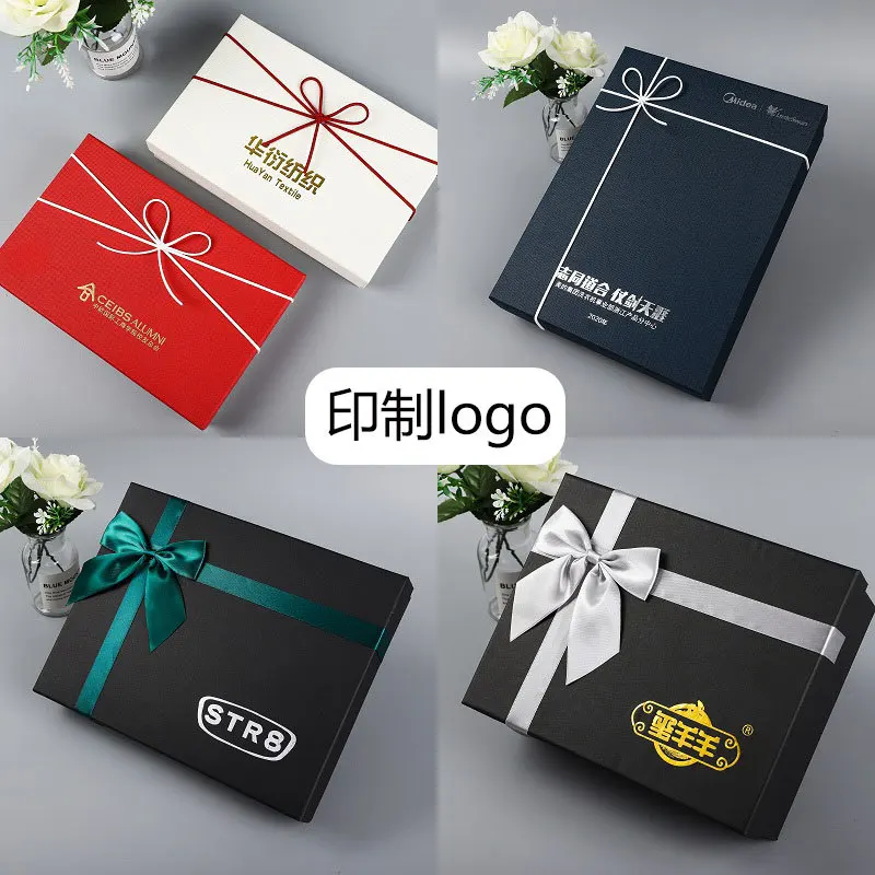 Custom Scarf Box Red Box Clothing Box Printed Box Top and Bottom Cover Solid Color Box Business Bo