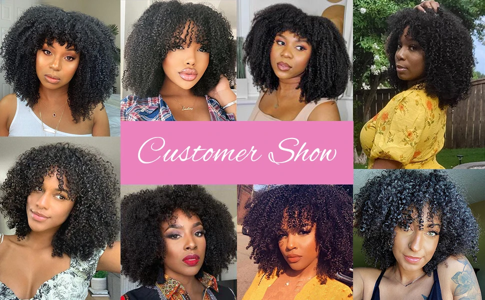 Mongolian Short 4B 4C Wigs Afro Kinky Curly Bob Wig Brazilian Wig Human Hair Human Hair Natural Hair Wigs Full Machine
