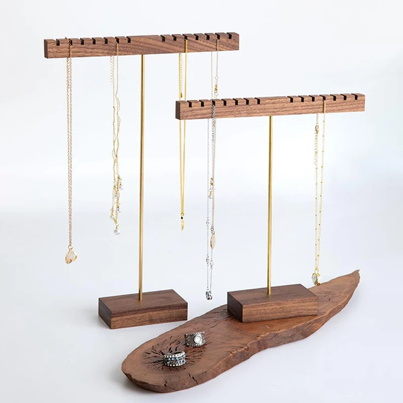 Wooden Jewelry Organizer T-Bar Necklace Display Stands Necklace Jewelry Display Necklace Storage Holder Jewelry Stand Shelf