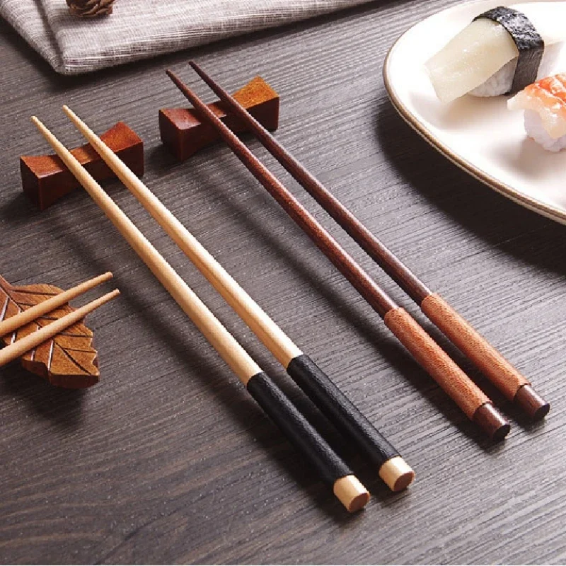 1 Pair Hefengmu Chopsticks Wound Beech Ponted Chopsticks, Anti-roll Red Sandalwood, Wooden Bamboo Chopsticks, Japanese Style