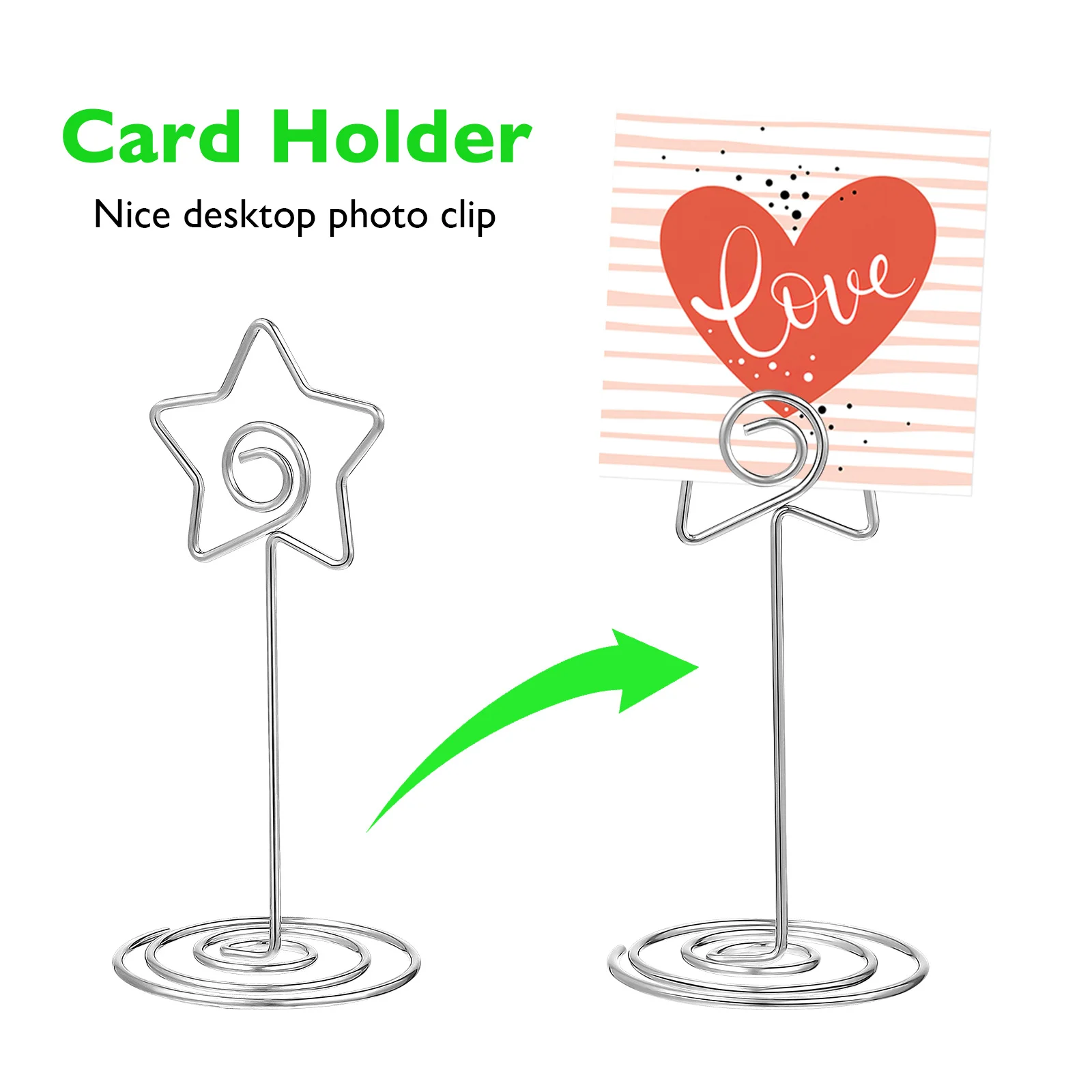 20Pcs Card Clips Premium Heart Star Shape Photo Holders for Weddings Parties Table Number Menu Clips Table Number Holders