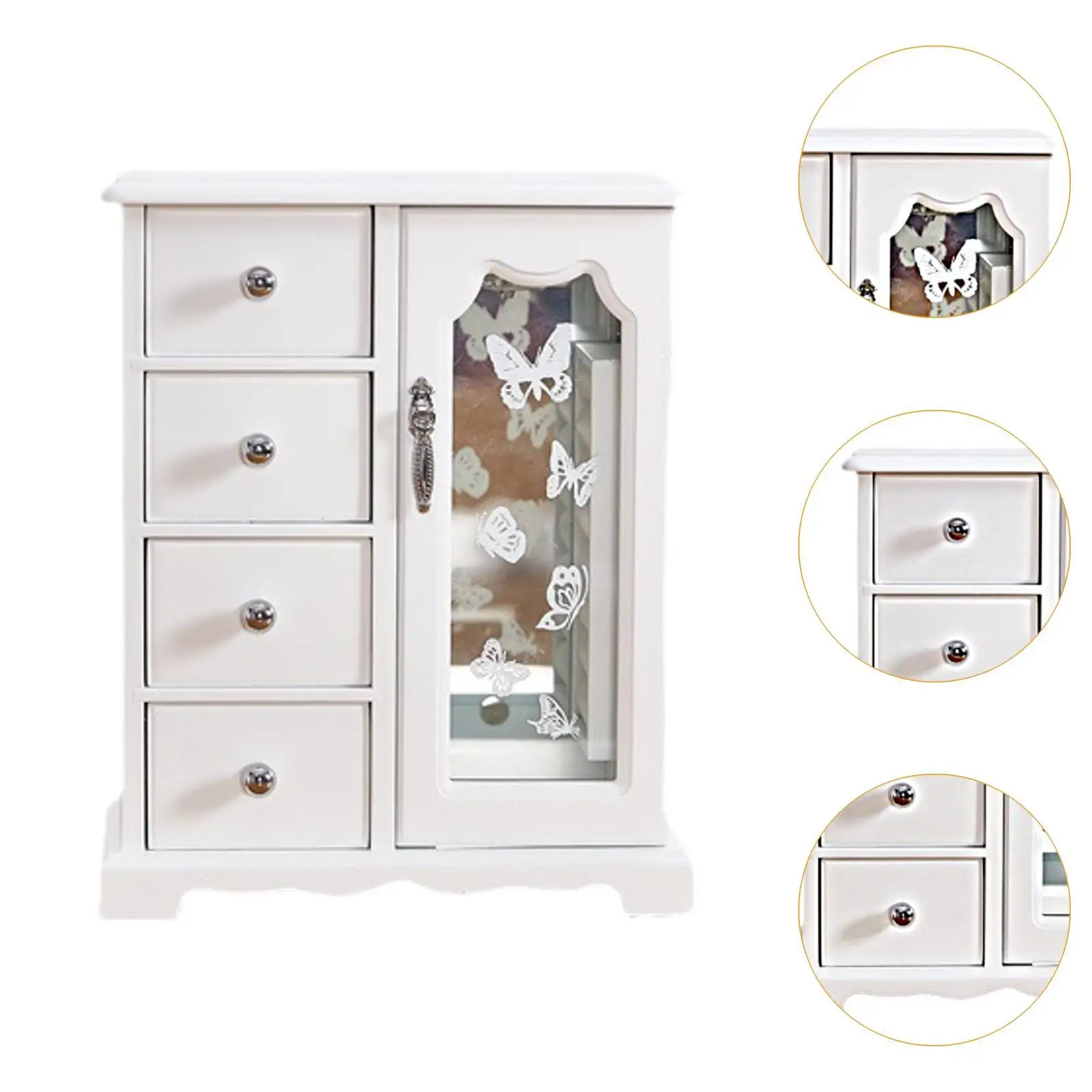 Wood Jewelry Box Ornament Trinket Storage Box for Bracelets Rings Necklaces