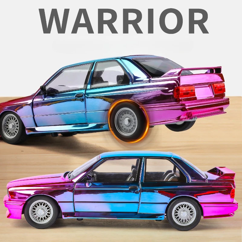 Simulation galvanisée 1:24 BMW M3 modèle de voiture de sport avec son et lumière Collection de véhicules jouets pour enfants Voiture Miniature