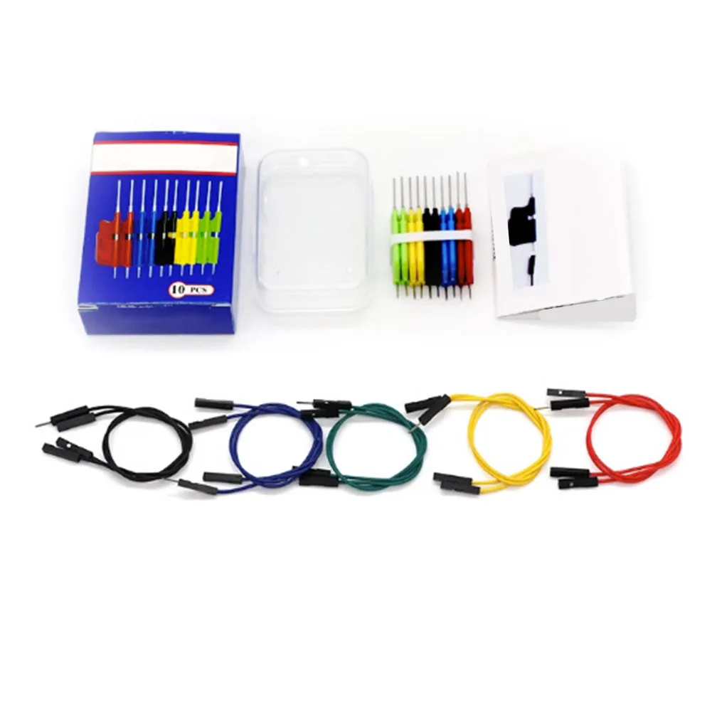 Integrated circuit chip test clamps set for SOP SOIC TSSOP MSOP pins pitch greater than 0 3mm includes 10 clips and 10 wires