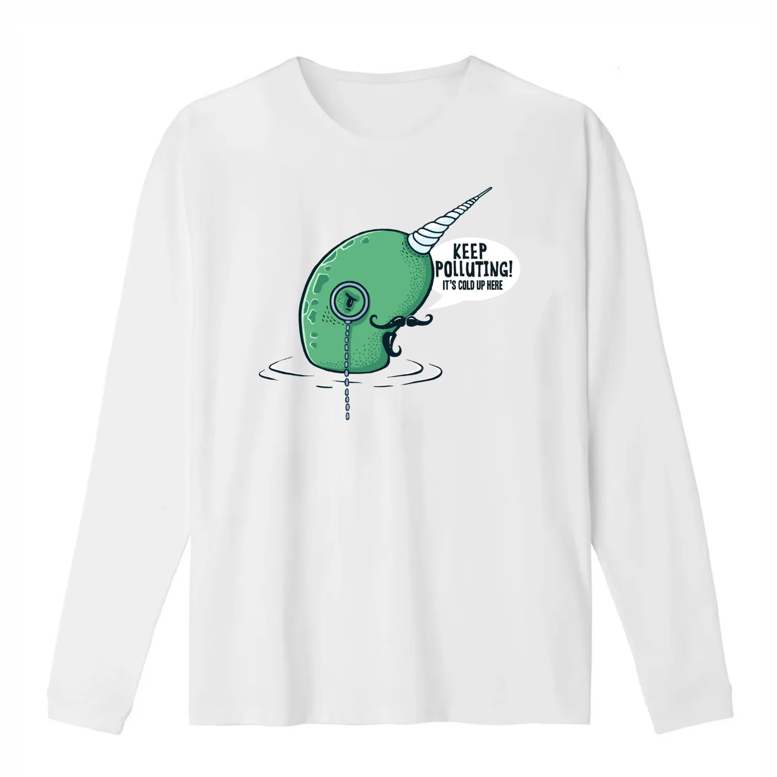 Evil Narwhal Favors Global Warming T-Shirt Summer Casual Cotton Tee Oversized Streetwear Tops Vintage Graphic Print
