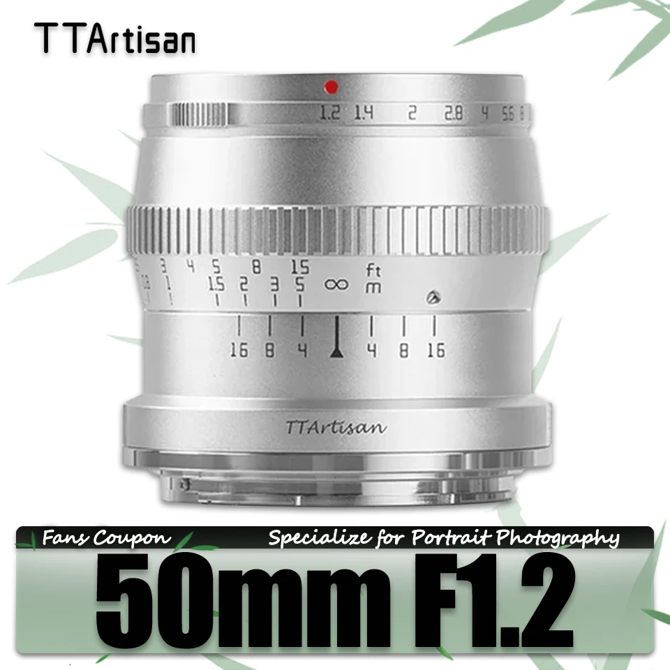 TTArtisan 50mm F1.2 MF APS-C Frame Portrait Camera Lens for Photography with Sony A6000 A6500 A7 A9 Fuji X-T4 Canon  M5 Nikon Z5