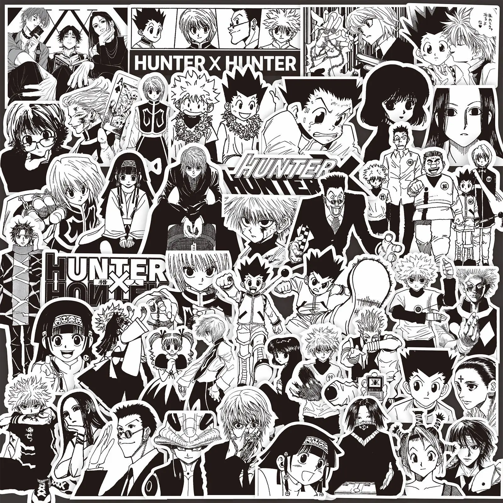 70PCS Black and White Anime Hunter×Hunter Graffiti Stickers Decals Kids Toys Phone Case Skateboard Guitar Sticker Decoration