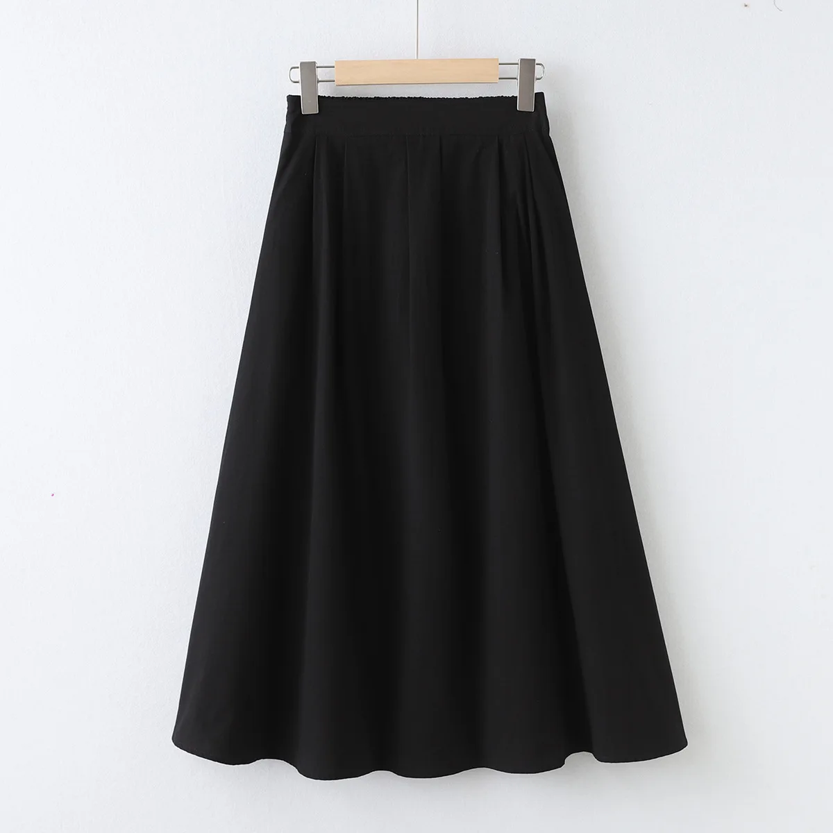 Cotton 100% White Skirt Women 2024 Autumn French Style Elastic Waist  A-line Swing Skirts Ladies Woman's Clothing