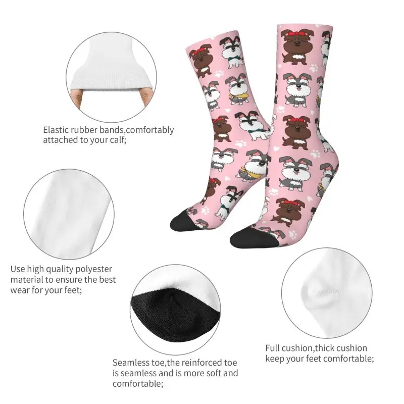 Kawaii Fashion Miniature Schnauzer Dogs calzini da uomo Unisex novità 3D stampa Animal Dress Socks