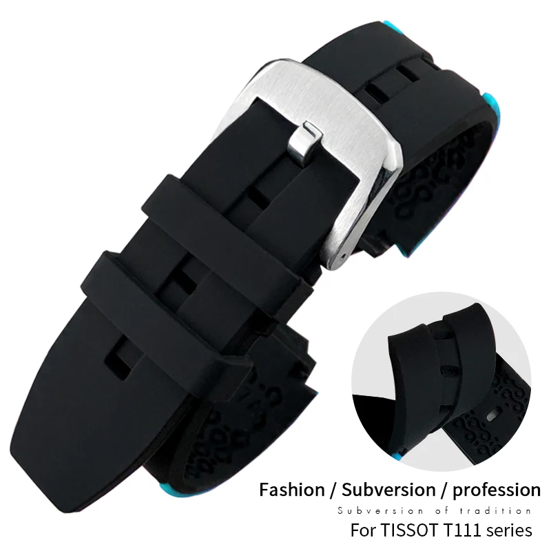 

Soft Rubber Silicone Watchband for Tissot T 1853 T-SPORT T111 T111417 25mm x 18mm Bicycle Race Special Convex Color Watch Strap