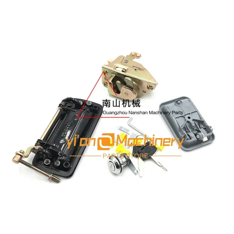 For Kubota 155/161/165/183/185 Door Lock Assembly Door Inner And Outer Handle Lock Block Lock Cylinder Excavator Parts